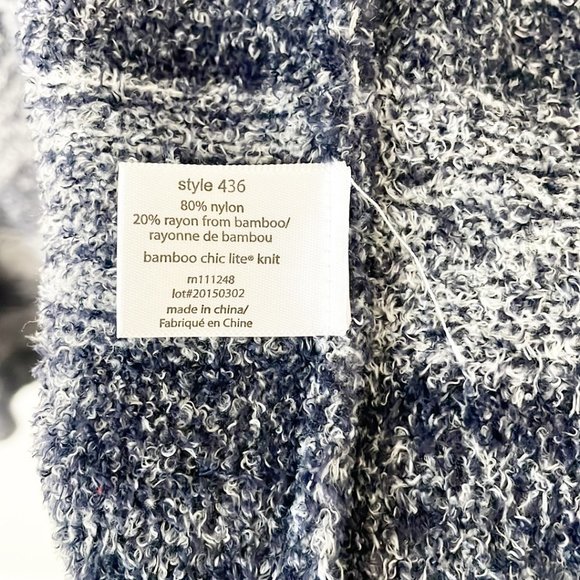 Barefoot Dreams Blue Striped Bamboo Chic Lite Cardigan L/XL Long Sleeve - Picture 7 of 10